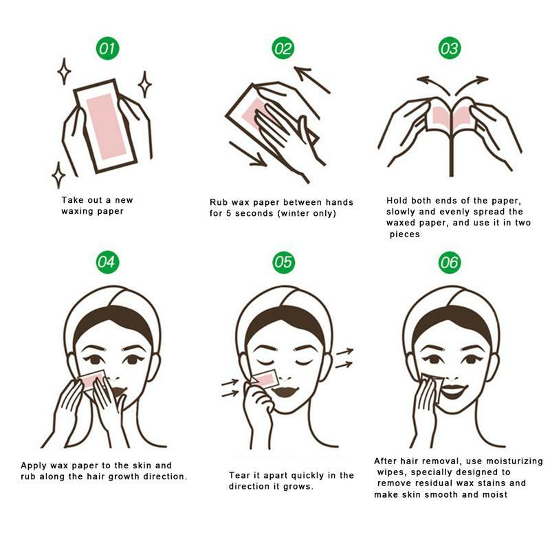 24 шт., восковые полоски для удаления волос на лице