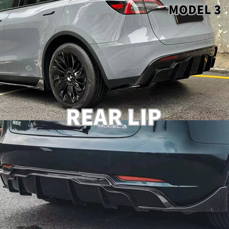 Untuk Tesla 2016-2023 Model 3 Body Kit Gloss hitam Spoiler belakang Bumper depan bibir rok samping bagian sayap Aero Fast Tunning