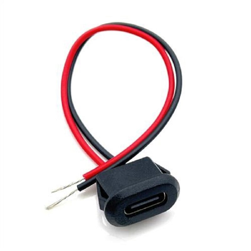 2 دبوس USB-C نوع موصل USB مقاوم للماء مباشرة ضغط قاعدة الإناث مقبس أنثى واجهة الشحن مع سلك لحام