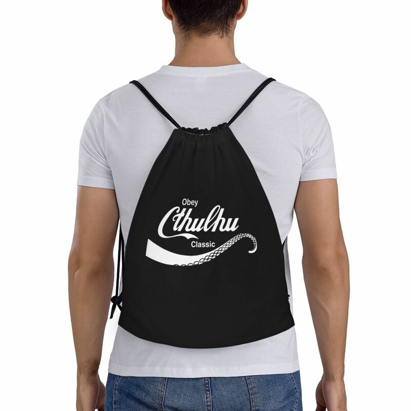 Cthulhu 패션 브랜드 전화 남녀공용 재미있는 복조리 백팩 스포츠 체육관 가방, 러브크래프트 쇼핑 백팩