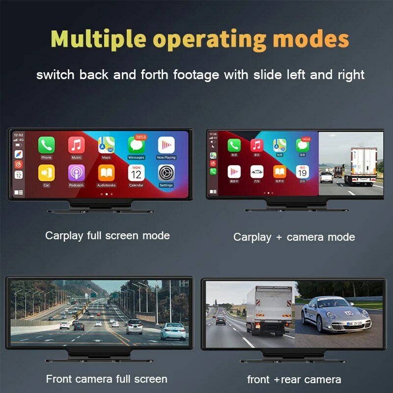 Apple CarPlay – autoradio Android Auto, 10.26 pouces, Bluetooth, double caméra DVR, 4K + 1080P, WiFi, lecteur multimédia vidéo, contrôle par application, pour voiture
