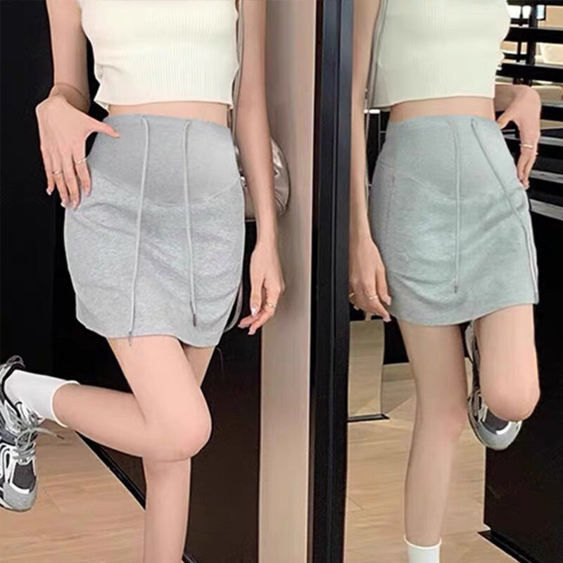 Hot Pencil A Line Mini Stretch Skirts for Maternity Summer Drawstring Belly Safety Shorts for Pregnancy Women 24SS Y2k Youth