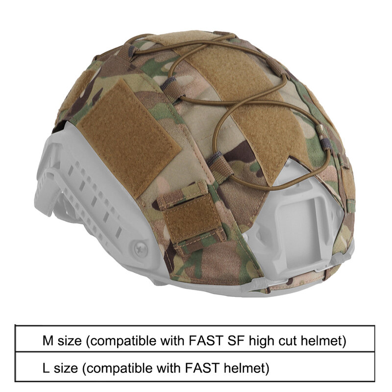 Cubierta de casco táctico, tamaño M/L, camuflaje, Aro y bucle, Airsoft, Paintball, rápido
