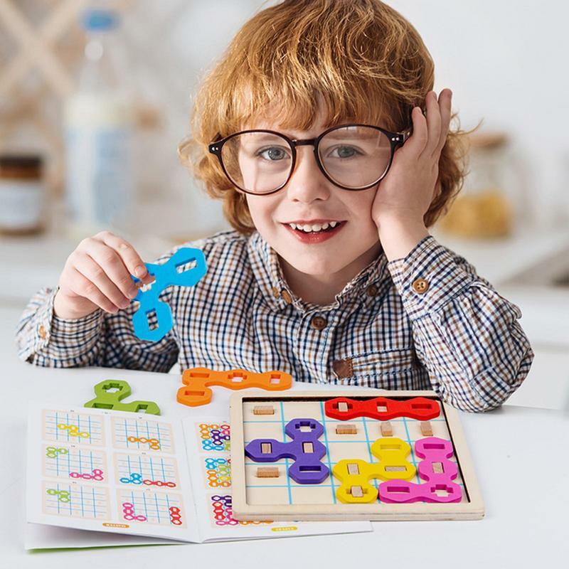 Puzzle pasak puzzle Montessori kayu, teka-teki Jigsaw Tangram, blok geometris, hadiah mainan sensorik warna-warni pendidikan untuk anak lebih dari 3