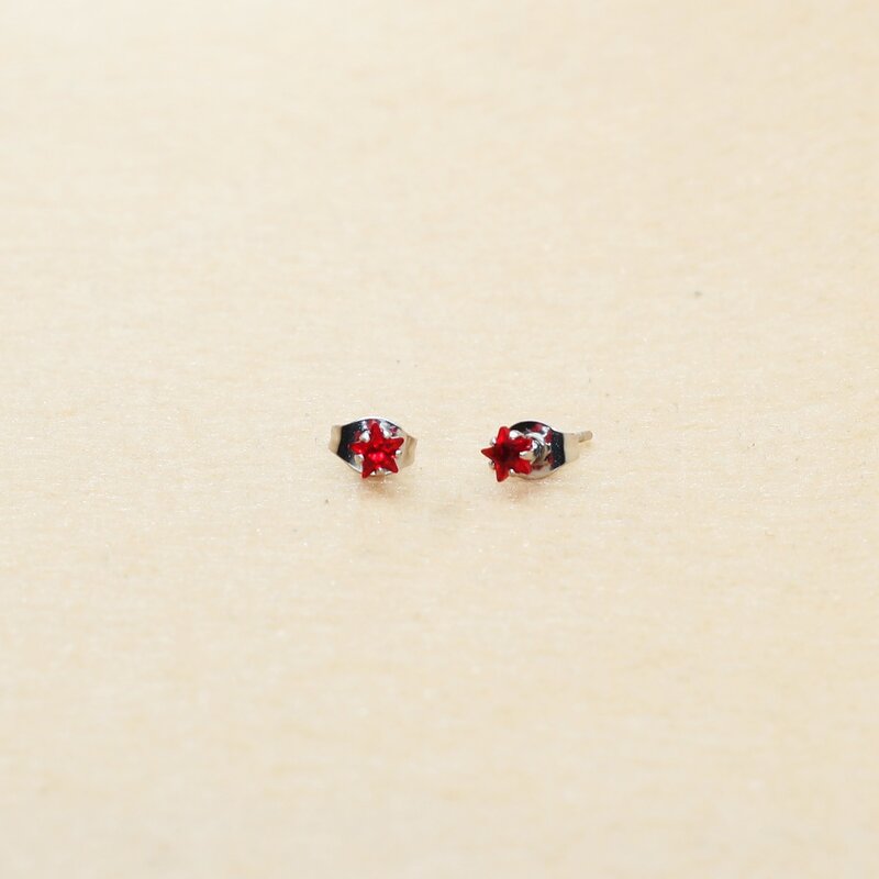 4mm AAA Stars Colorful Zircons Stud Earrings With Stianless Steel For Men And Women Brief Jewelry
