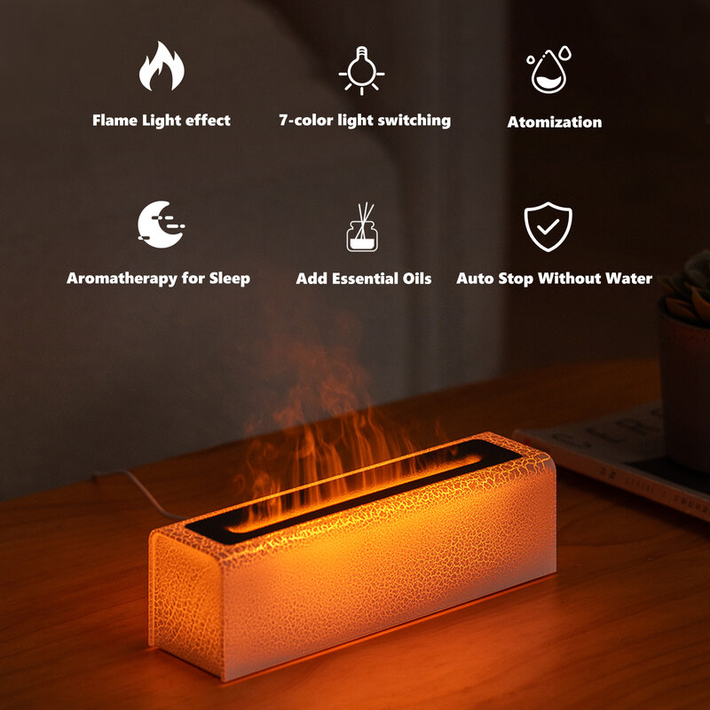 Vissko 7 kolorowy dyfuzor płomienia 150ml nawilżacz powietrza USB olejku aromaterapeutycznego dyfuzor rozpylacz zapachów do sypialni