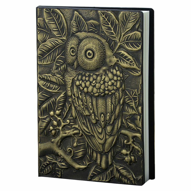 3D แกะสลักนกฮูก Embossed Notebook Journal Notepad Travel Diary Planner Sketchbook Dropship