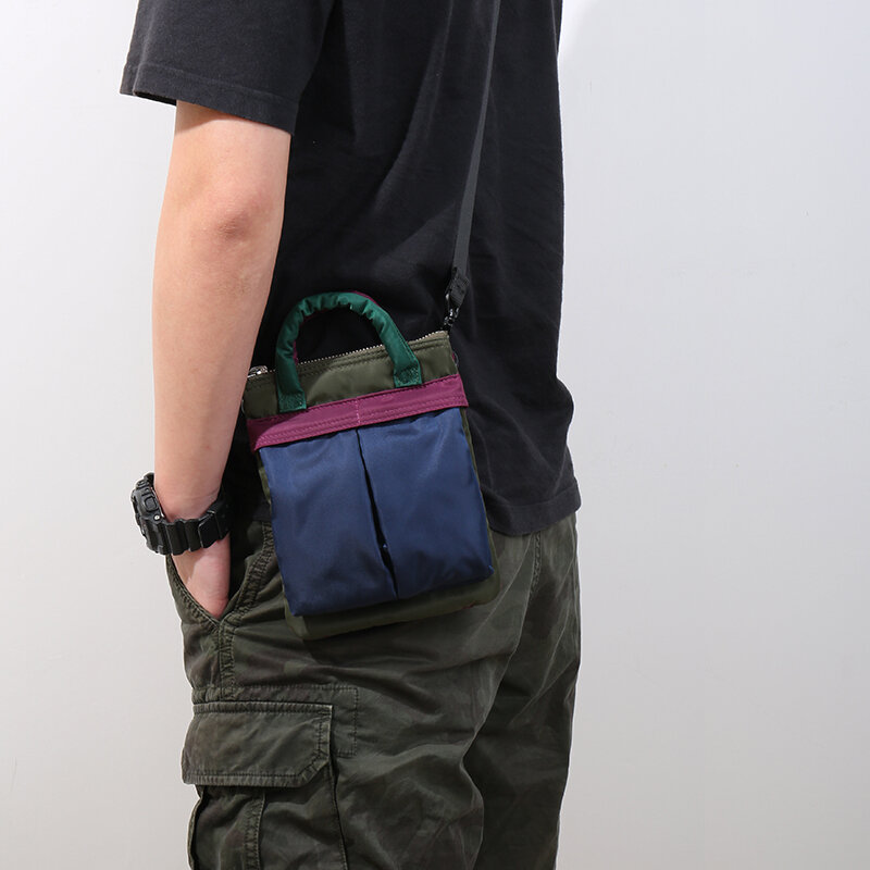 Tas selempang pria, gaya Jepang kasual tas nilon kain nilon tahan air tas bahu luar ruangan tahan lama Mini tas tangan