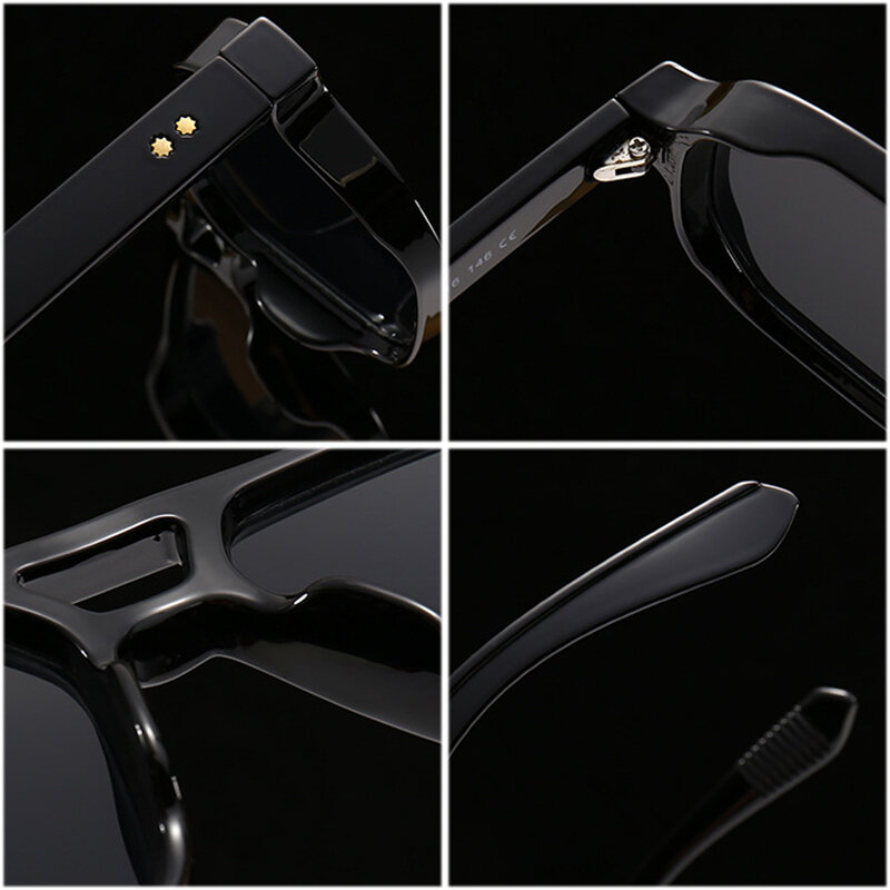 SHAUNA-gafas de sol cuadradas con doble puente para hombre y mujer, lentes de sol Retro con degradado, UV400, remaches de diseñador de marca de moda