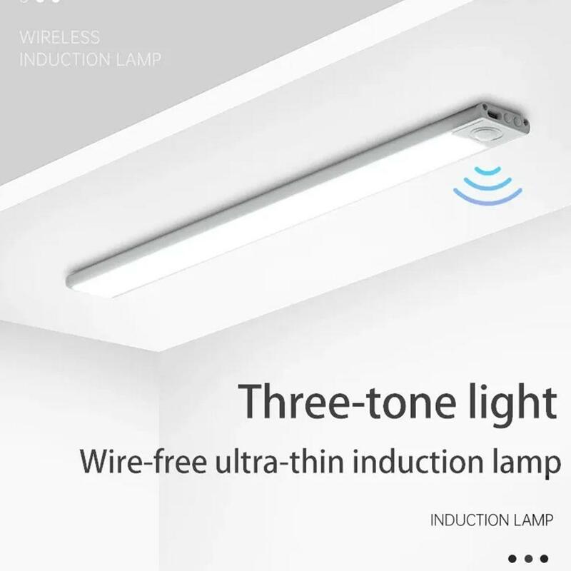 Night Light Motion Sensor Light Wireless USB Under Cabinet Light For Cabinet Bedroom Wardrobe Indoor Lighting 3 color LED