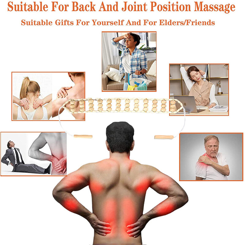 Herramientas de masaje de terapia de madera para alivio del dolor muscular, masajeador anticelulitis, herramientas de automasaje para alivio del dolor de cuello, pierna y espalda, 1 unidad