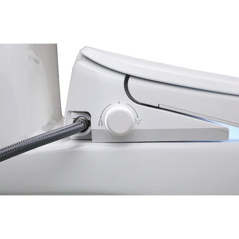 Alfa BIDET UX perłowy Bidet deska klozetowa w wydłużonym białym | Profil bardzo niskie | Niekończąca się ciepła woda | Oświetlenie nocne LED | Suszarka | Dezodorant