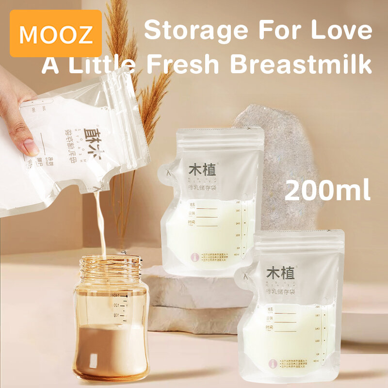 MOOZ 30Pcs Bags For Breast Milk Storage Breastfeeding Baby Sterile Milk Storage Bag 200ML Mother Breast Milk Collecting Bag