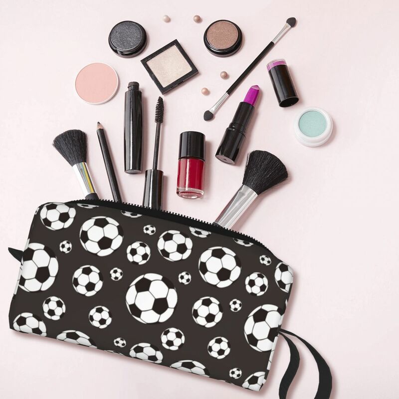 Bolas de futebol futebol saco cosmético para mulheres, maquiagem sacos, Travel Water Resistant Toiletry Bag, Organizador Merch