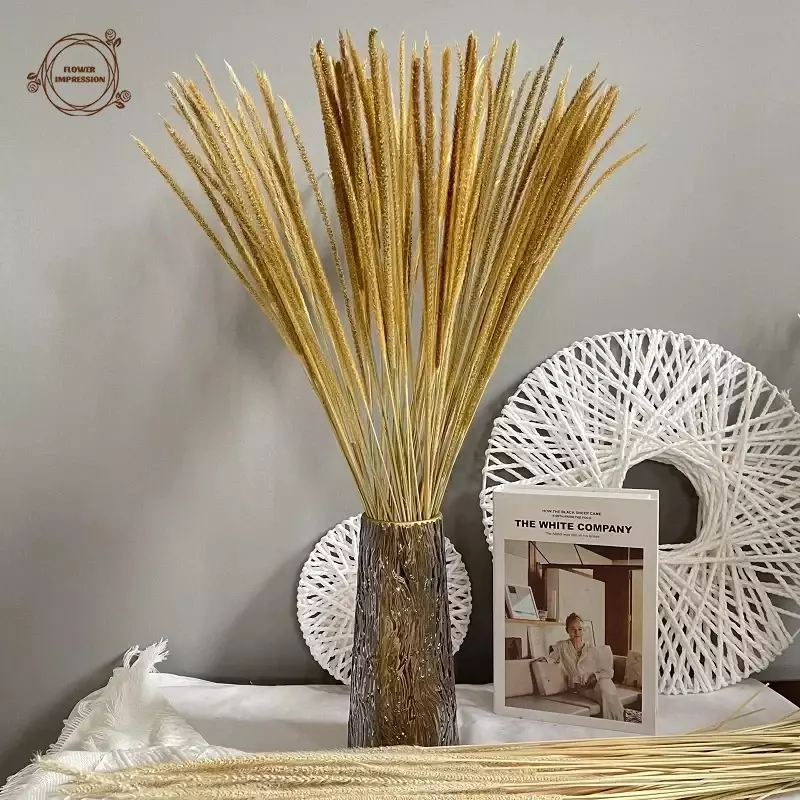 Flores secas naturales de Goldenrod para decoración del hogar, accesorios de mesa, ramo, boda, jardín, flor Artificial, 50 piezas
