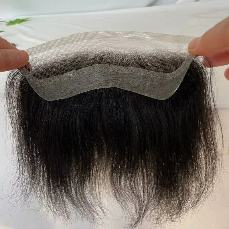 Pwigs прозрачная HD невидимая кружевная Передняя линия волос французская кружевная V-образная Передняя Мужская Передняя парик 1B парик
