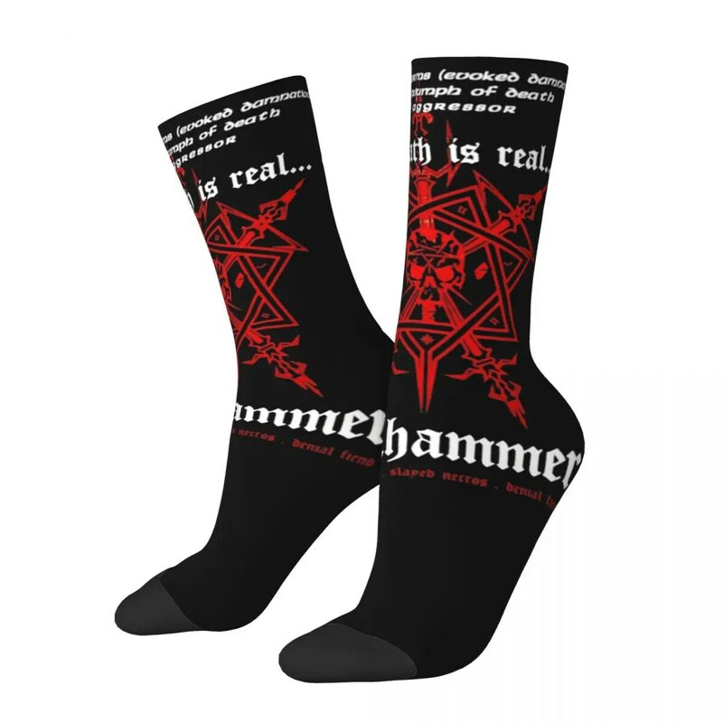 Hellhammer-男性と女性のための音楽ソックス,金属製のロックバンド,スケートボードアクセサリー,快適で最高の贈り物のアイデア
