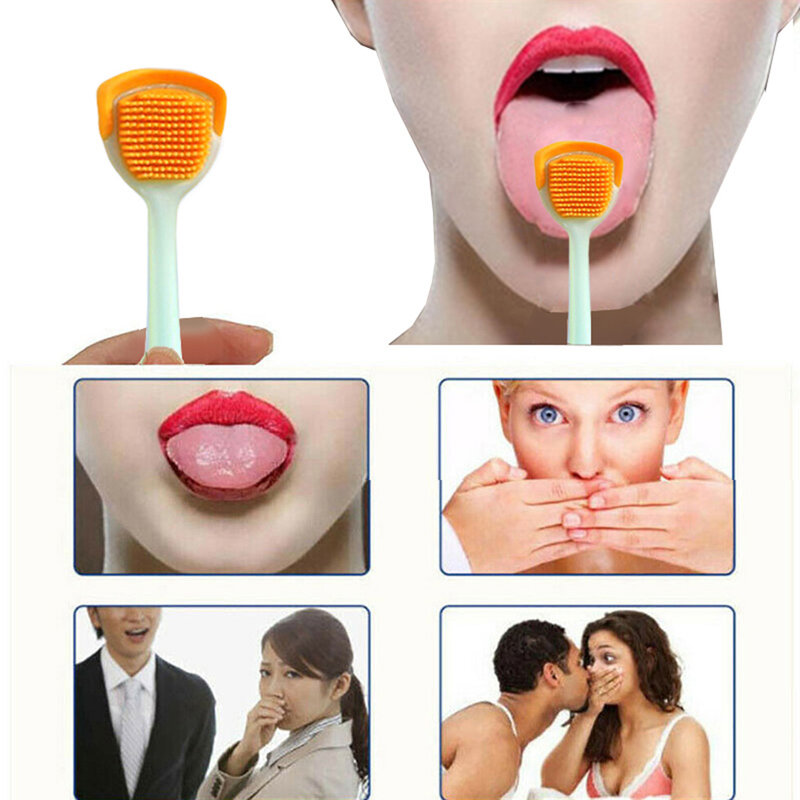 Spazzola per lingua in Silicone morbido rivestimento per lingua a doppia faccia raschietto rivestimento per lingua pulizia spazzolino da denti accessori per l'igiene orale