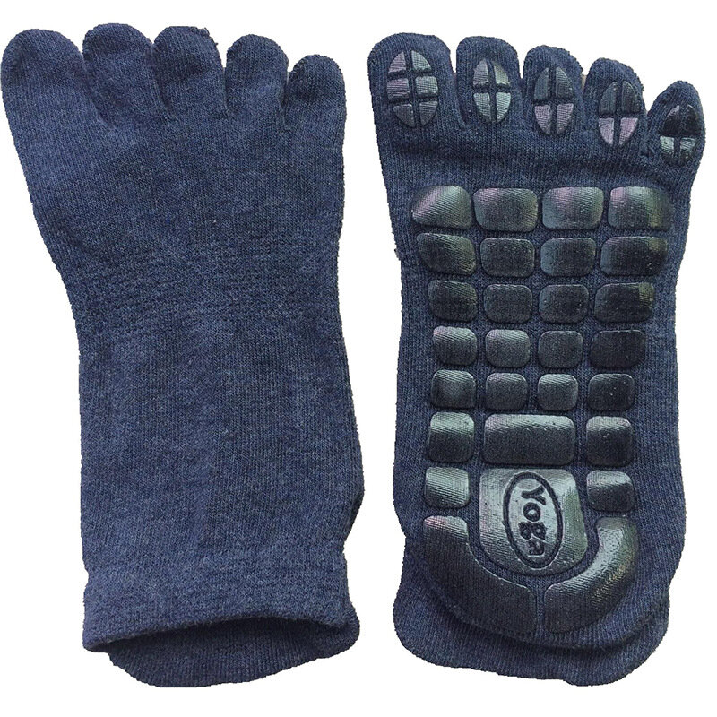 1 paio di calzini da uomo a cinque dita in cotone lavorato a maglia traspirante antiscivolo calzini da Yoga da pavimento calzini sportivi per il Fitness Indoor