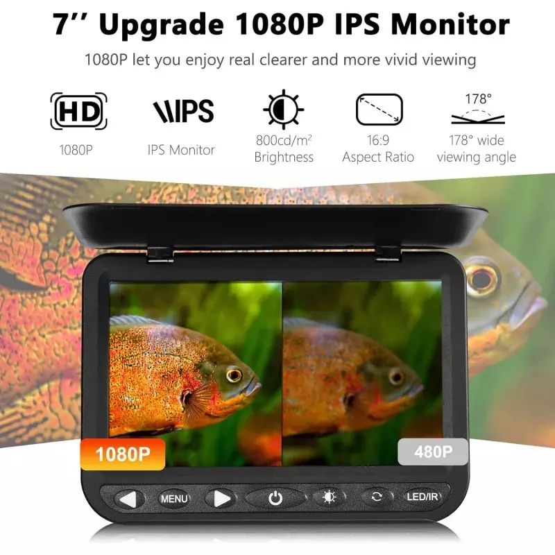 7 ''Unterwasser-Angel kamera mit DVR- [Upgrade HD 1080p] Eis mit 10,000mAh Li-Akku, USB-C aufladen po