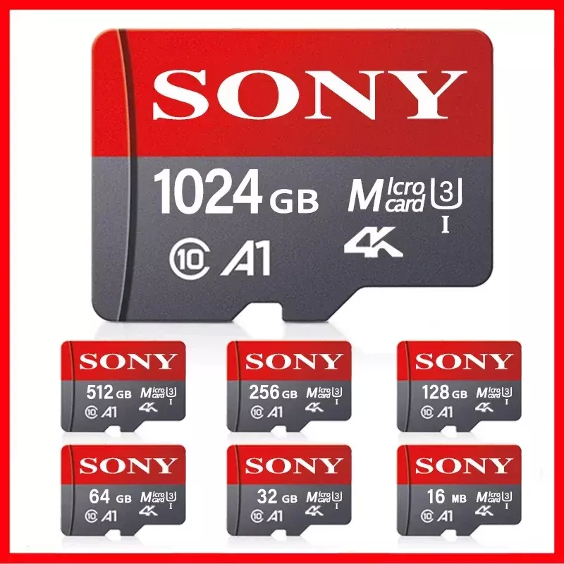 Kartu memori Mini Micro SD SONY, kartu memori Mini kelas 10 32GB 64GB 128GB 256GB U3 4K kecepatan tinggi Cartao De Memoria memori Flash TF Mecard C10