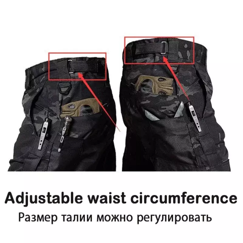 Calças táticas impermeáveis para homens, calças de combate, bolso múltiplo, calça de carga resistente ao desgaste, impermeável, ao ar livre, 2024