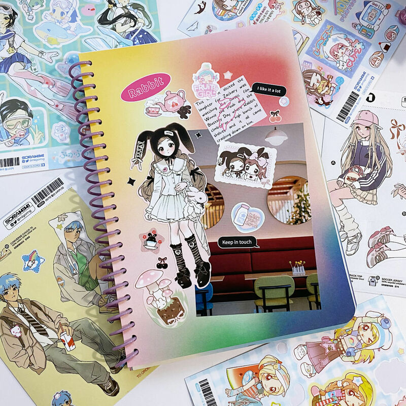Stiker Guka Jepang dan gaya Korea Handbook bahan Y2k komik karakter gadis panas Jepang