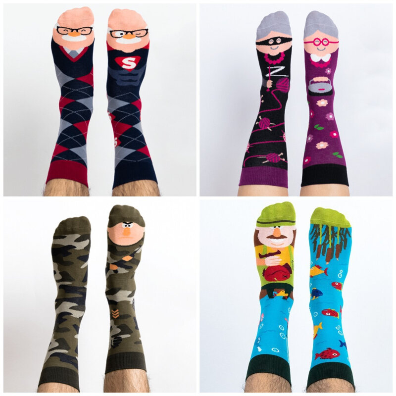 Новые асимметричные носки AB в стиле Мандарин, жаккардовые модные спортивные хлопковые носки