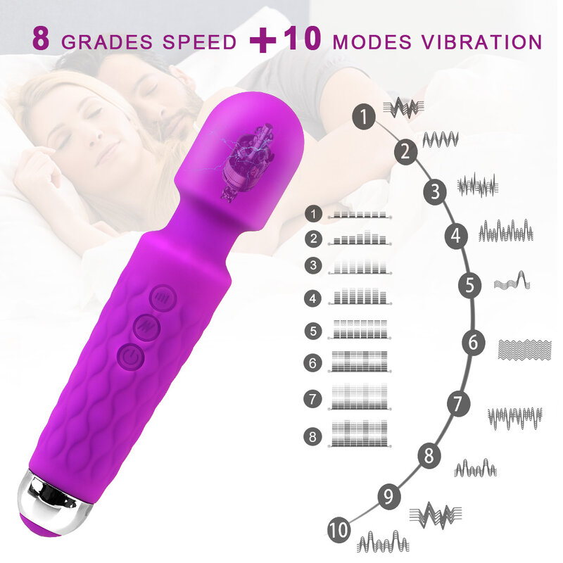 Giocattoli del sesso per donna bacchetta magica vibratore massaggiatore per il corpo Vagina clitoride anale stimolare 8 velocità 20 modalità masturbazione femminile