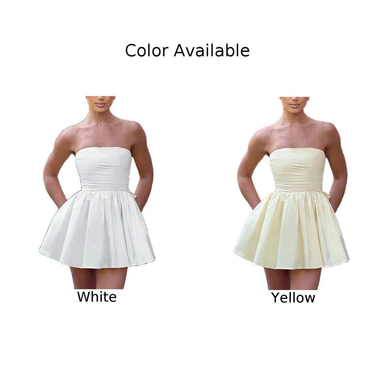 Waist-cinching Skirt Tube Top Dress All Seasons Daily Bandeau Collar Casual Microelasticity Sleeveless Solid Color
