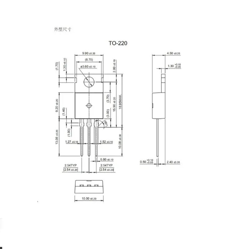 Transistor de Canal N MOSFET TO-220 IRF840, 10 piezas, IRF840PBF, IR520N, IRF540N, IRF740N, IRF730N, IRF830PBF