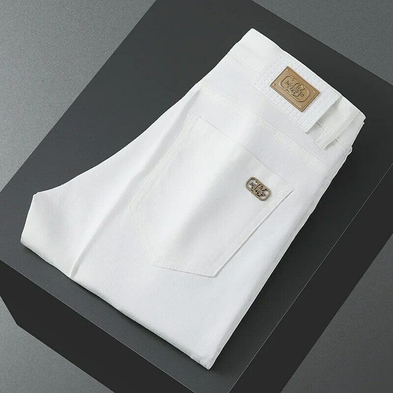 Drei-Proof-Stoff Anti-Fading erschwing liche Luxus-Mode Jeans Herren einfarbige High-End einfache All-Match lässige Slim-Fit-Hose