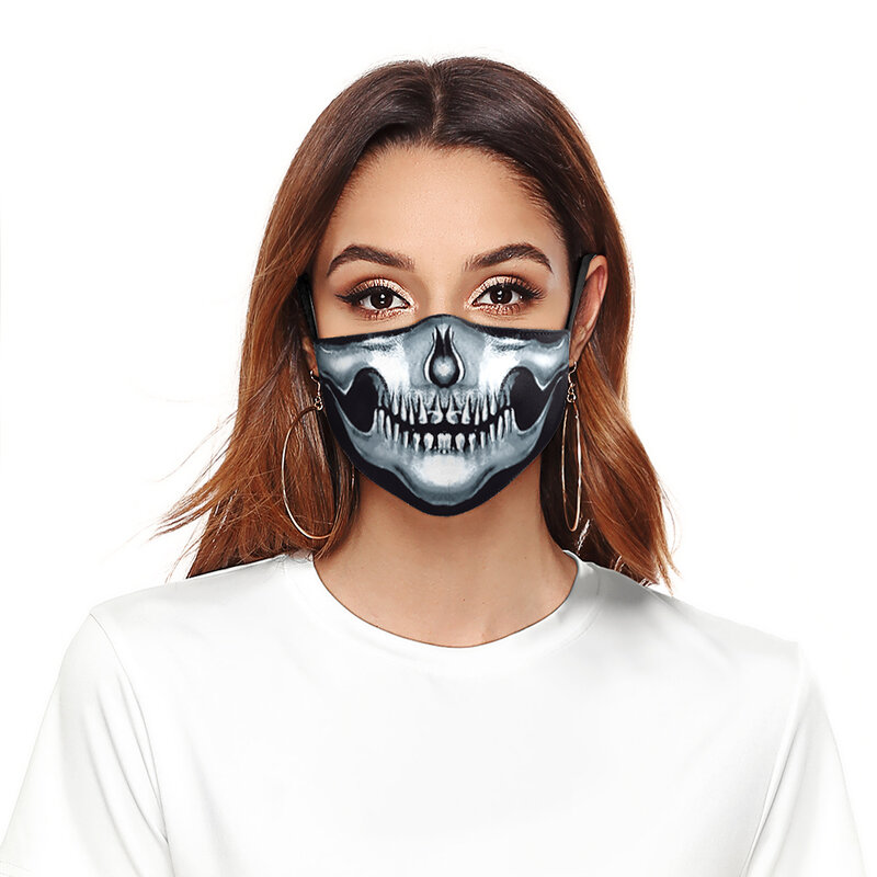 Модная маска с принтом в виде черепа со смайликом, стирающаяся маска в стиле ретро, маска на половину лица с анимацией, новинка 2023, многоразовая маска унисекс для рта