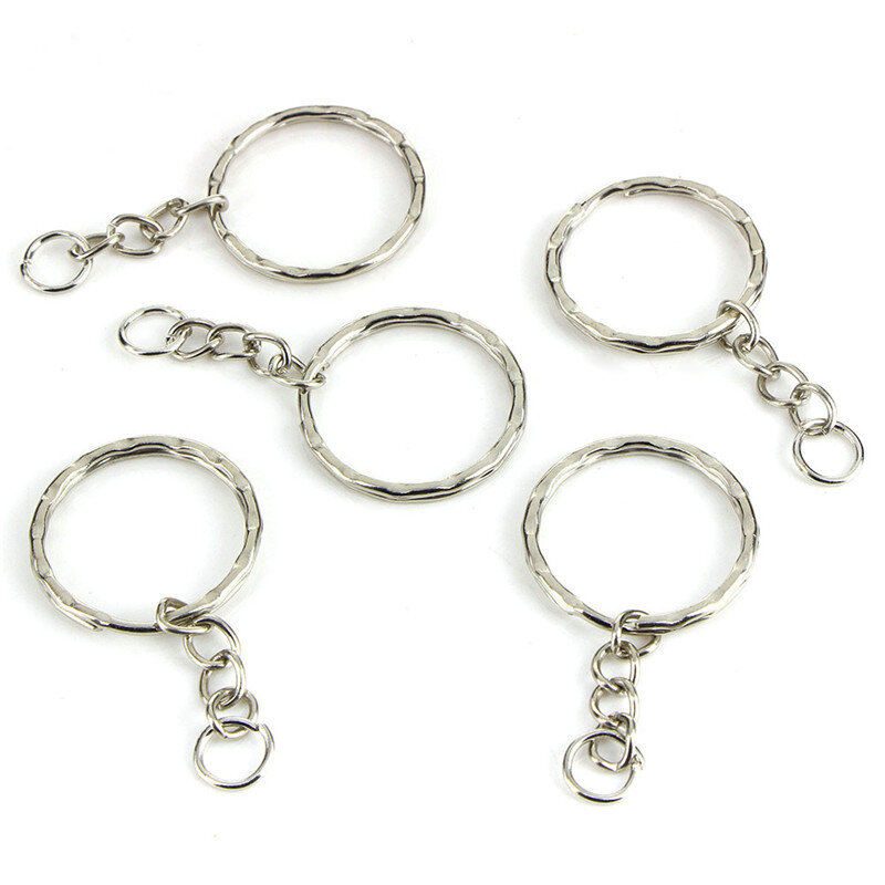 50PCS DIY 25mm Poliert Silber Schlüsselring Split Ring Kurze Kette Schlüssel Offenen Springen Ring Metall Für DIY schlüsselanhänger Schmuck Machen