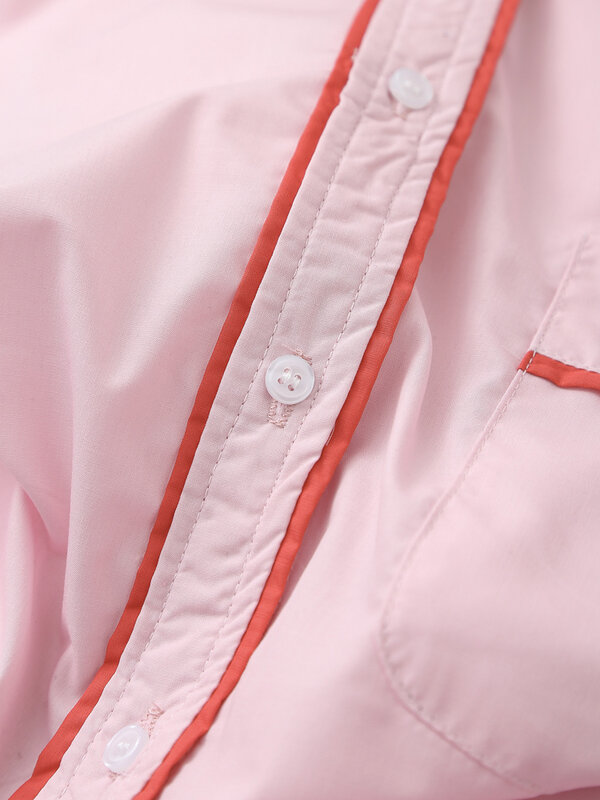 Camisa informal de manga larga con bolsillo para mujer, top elegante con decoración de línea lateral, una sola botonadura, retro, nueva moda