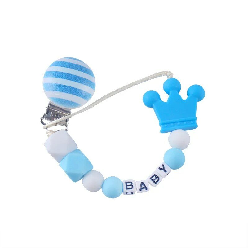 Personalized Name Pacifier Clips Silicone Koala Crown Soother Bebe Name Pacifier Chain For Newborn Chew Baby Shower Gift