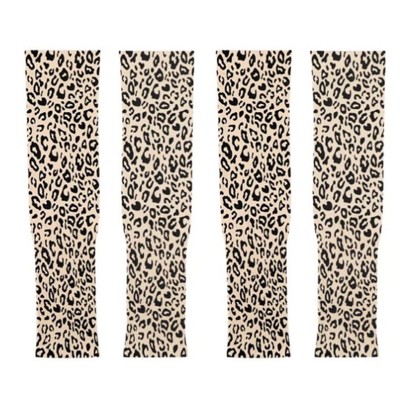 2Pairs Leopard Pattern Ice Silk Sleeves Protection Printing Sunscreen UV Resistant Outdoor Riding Ice Sleeves Summer