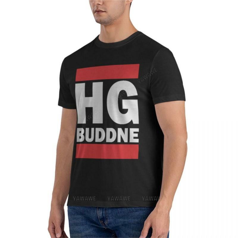 HG BUDNE Essential camiseta extragrande, camiseta gráfica masculina, top de verão, camiseta de algodão