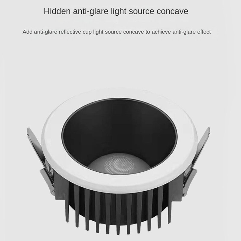 Refletor LED anti-reflexo para corredor de jantar e quarto, embutido estreito, ultrafino, COB Downlight, iluminação, 12W