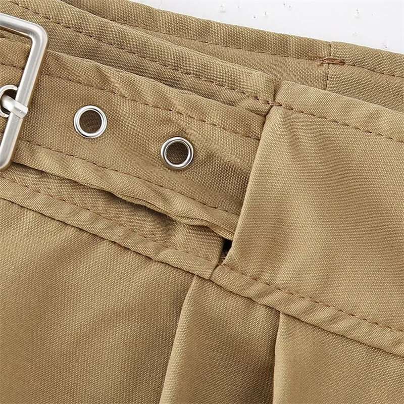 KEYANKETIAN 2024 New Launch Women's Buckle Belt Decoration MIDI Skirt Office Lady Zipper High waist Front Slit Straight Skirt