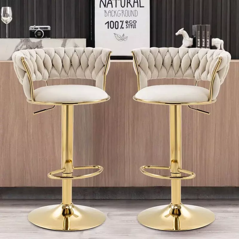 Obrotowa metalowe stołki barowe luksusowy projektant z regulowaną wysokością krzesło barowe licznik relaksujący miękki Taburete altowy dom umeblowanie