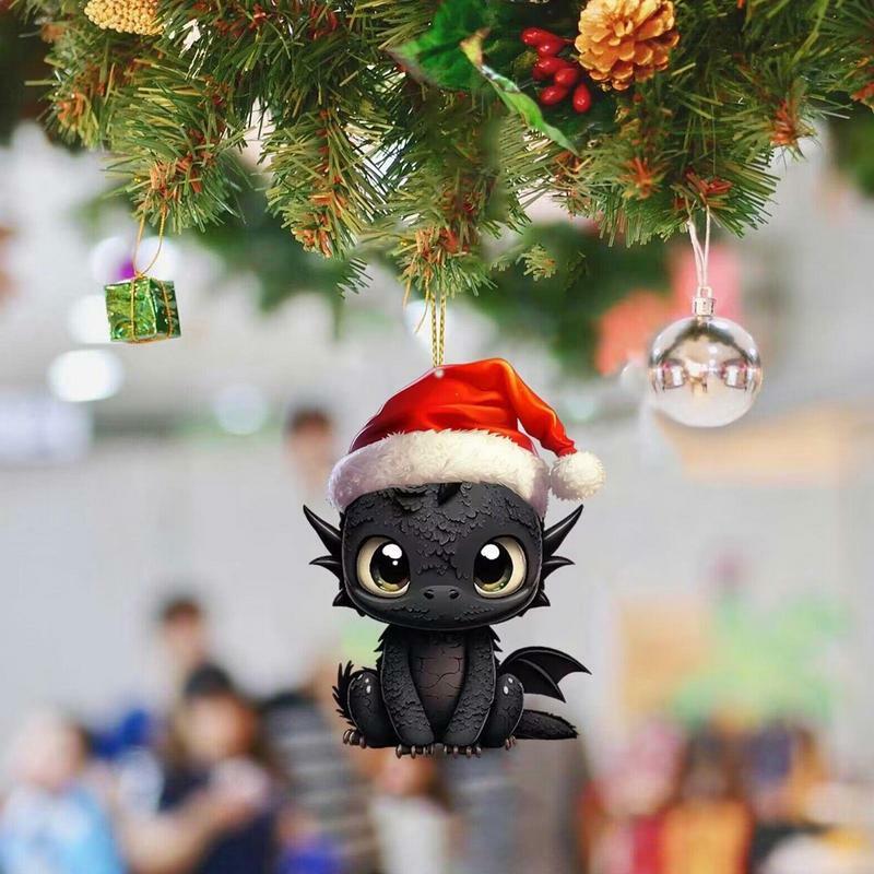 Christmas decoration cute baby dragon Ornament  Holiday 2D Acrylic Animal Decorations Cute Pendant For Car Rearview Ornament