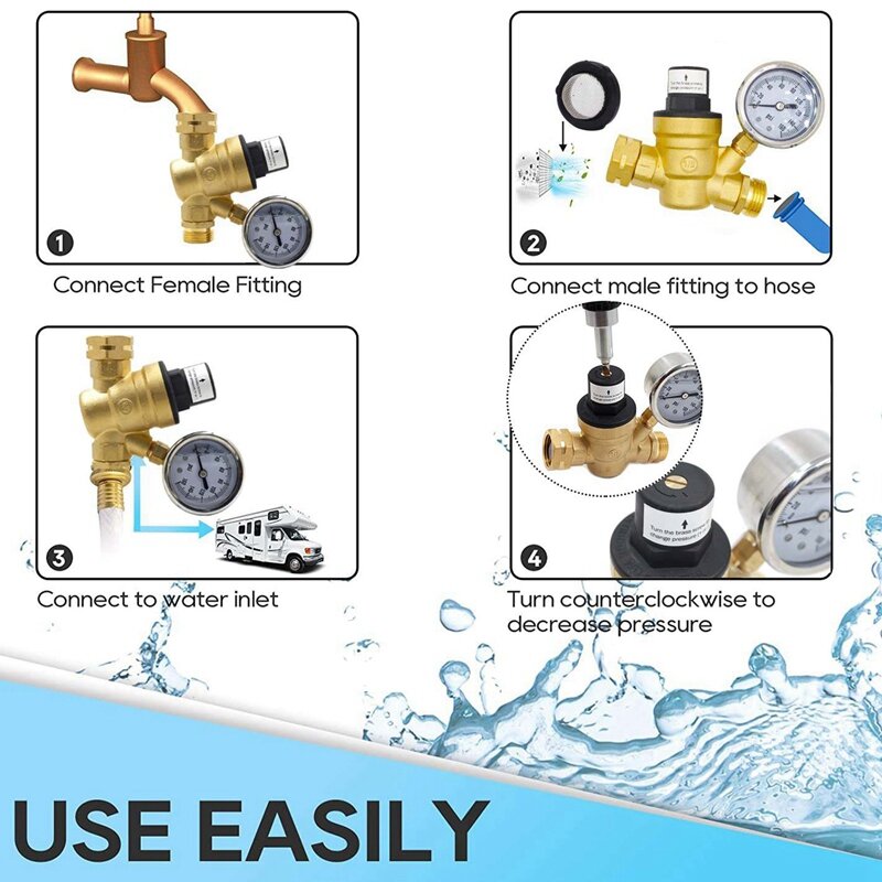 RV Wasserdruck regler Ventil Wasserdruck regler mit Filter dichtung für RV Camper Wohnwagen