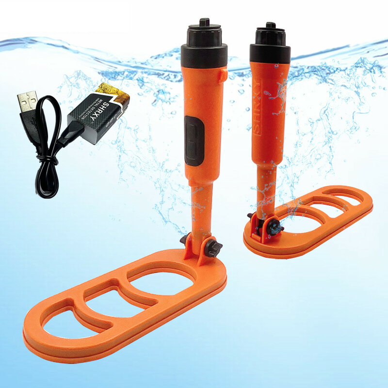Underwater Scuba Metal Detector Folding Waterproof Pulse Scan Pinpointer Diving Glod Detecting with 9V USB Rechargeable Battery