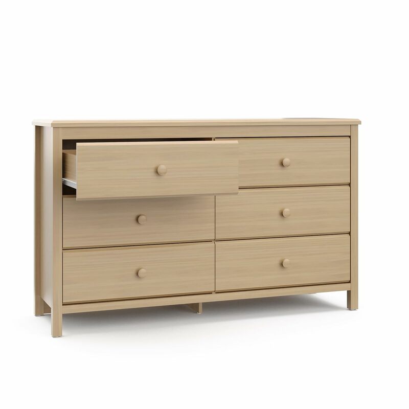 Storkcraft Alpine 6 Drawer Double Dresser (Driftwood) – GREENGUARD Gold Certified, Dresser For Nursery, 6 Drawer Dresser