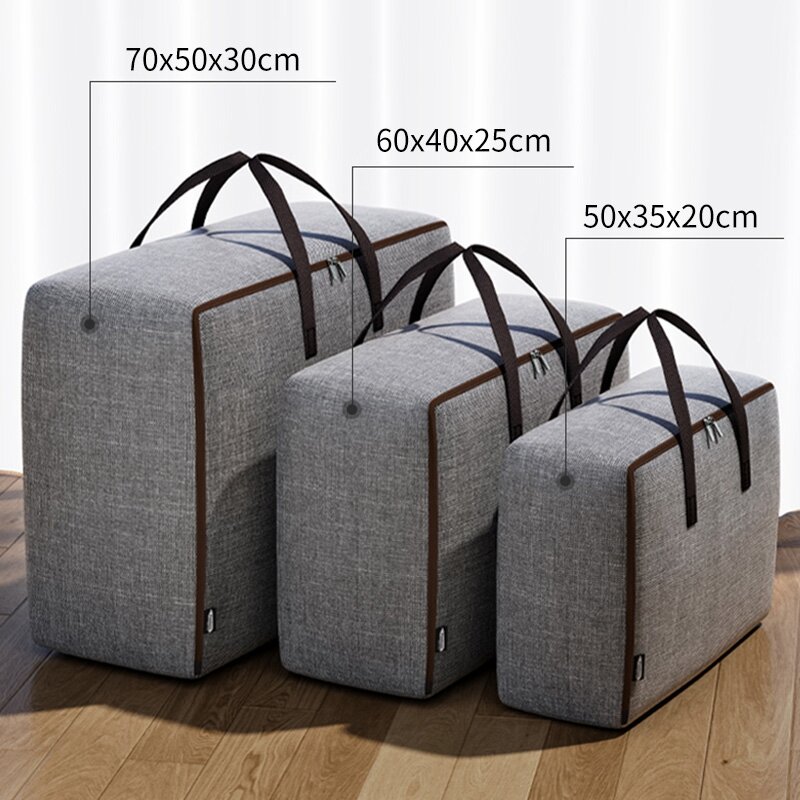 Gray Foldable Storage Bags Durable Oxford Clothes Luggage Packing Large Duvet Storage Wardrobe Organizer Quilt Portable Tote