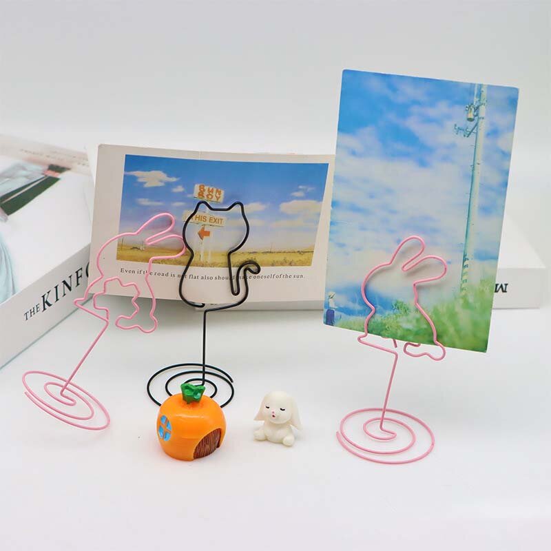 Sticky Note Clips Metal Business Card Holder Lovely Postcard Photo Clip Stands Message Clip Holder Desk Accessories