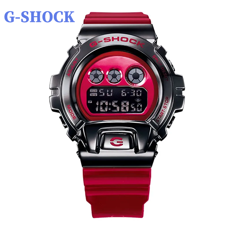 G-SHOCK jam tangan meriam baja kecil tiga mata multifungsi jam tangan pria olahraga modis GM-6900 jam tangan kuarsa tahan air