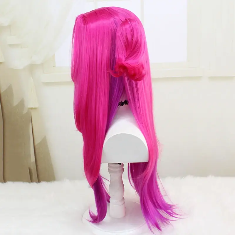 Wig Cosplay Game Heartsteel Alune wanita dewasa merah muda ungu gradien Styling rambut panjang Wig sintetis tahan panas Halloween