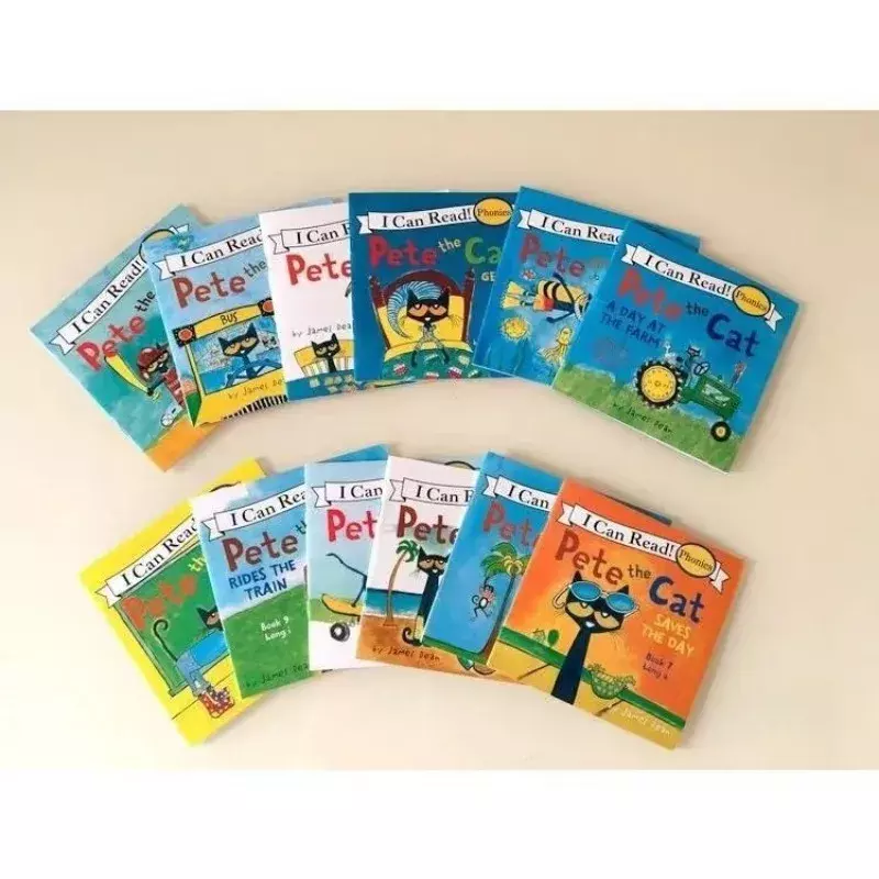 Pete The Cat Livros ilustrados para crianças, histórias famosas, aprendendo histórias inglesas, conjunto de livros infantis para leitura para bebês